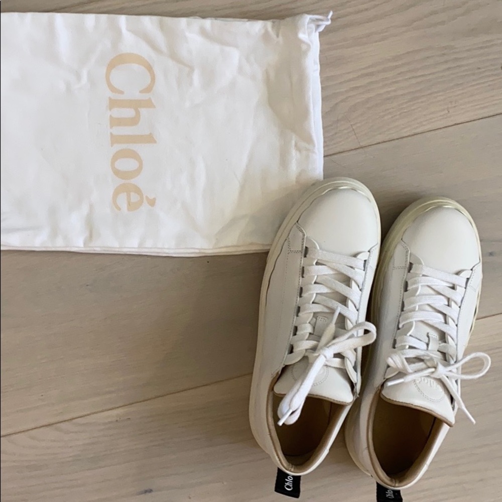 white Chloe platform sneakers
